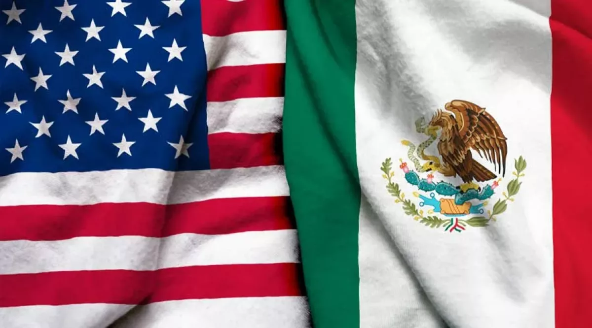The relationship between United States and Mexico, two neighboring countries with a shared border with goods and services exchanged annually
